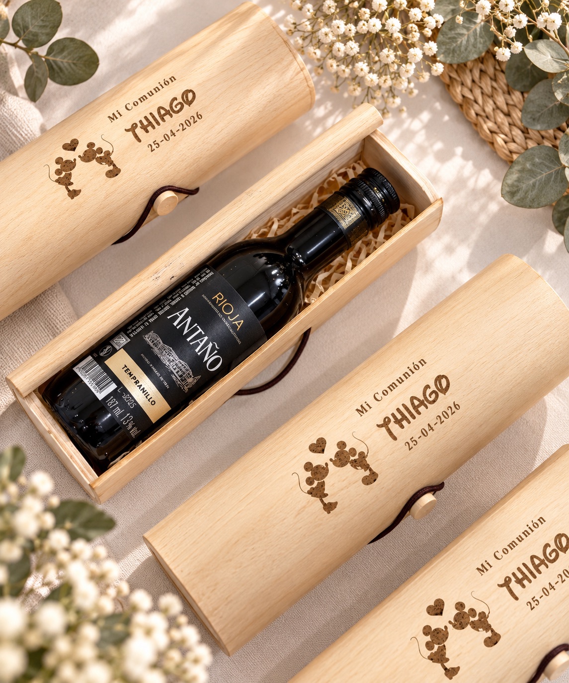 Vino tinto Rioja Antaño En Estuche Bambú personalizado
