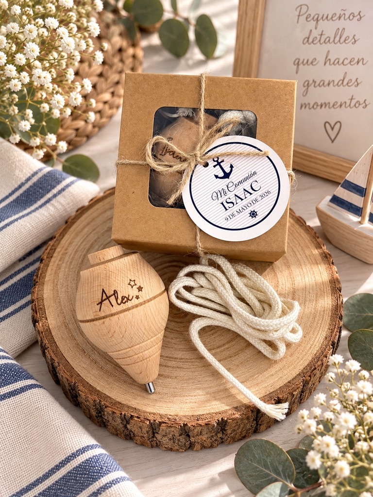 Peonza personalizada de Madera con Nombre