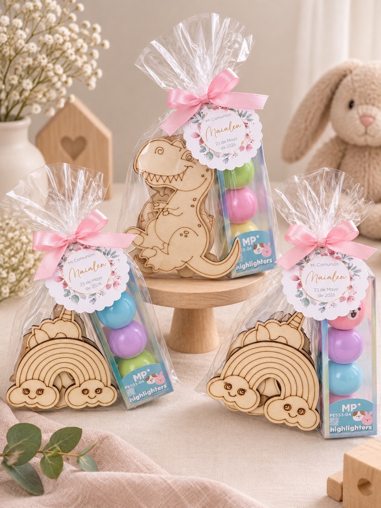 Figuras de madera para colorear con mini Subrayadores.