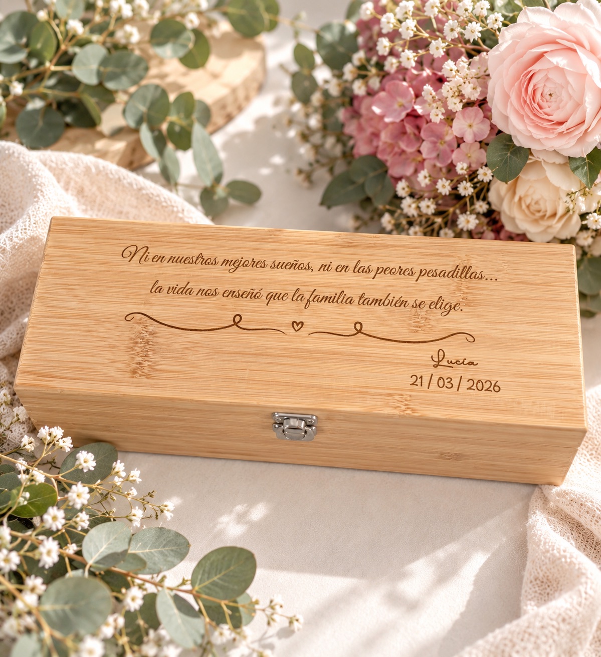 Kit caja de vino y accesorios personalizada