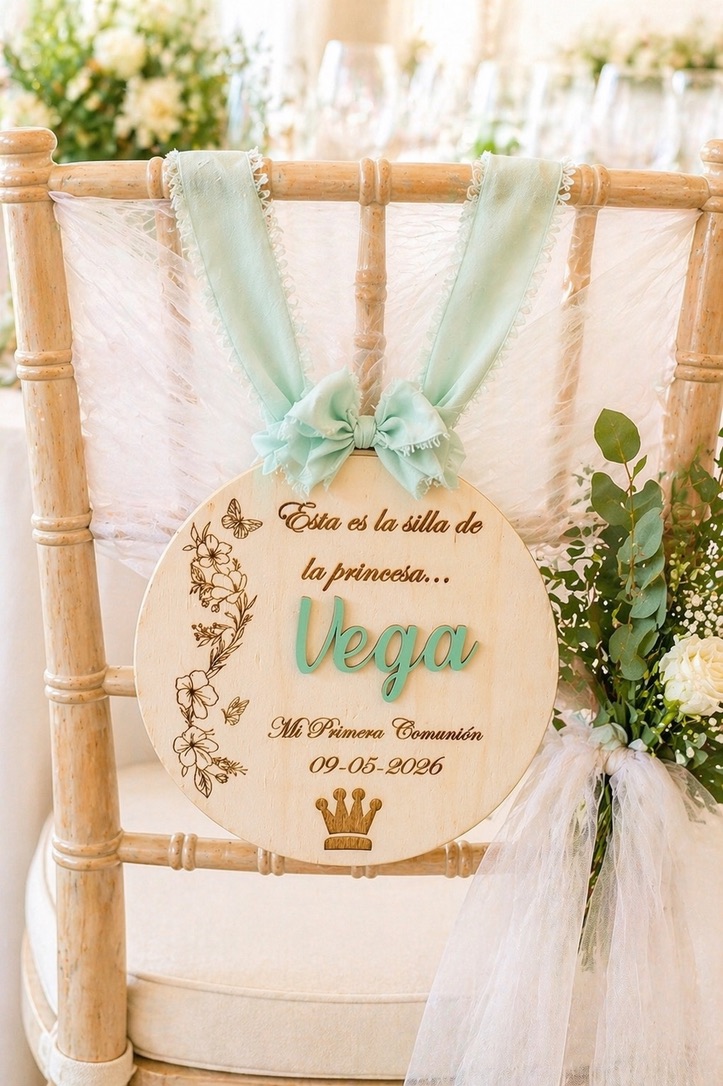 Cartel de madera Personalizado para silla de Comunión