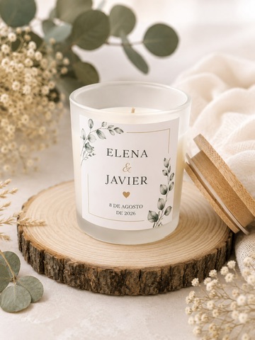 Vela Aromatica Personalizada con tapa de bambú